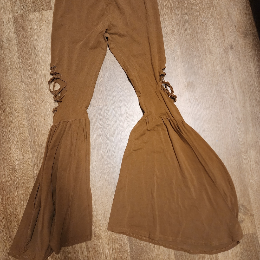 EARTHBOUND Chestnut Brown Lace-Up Flare Pants